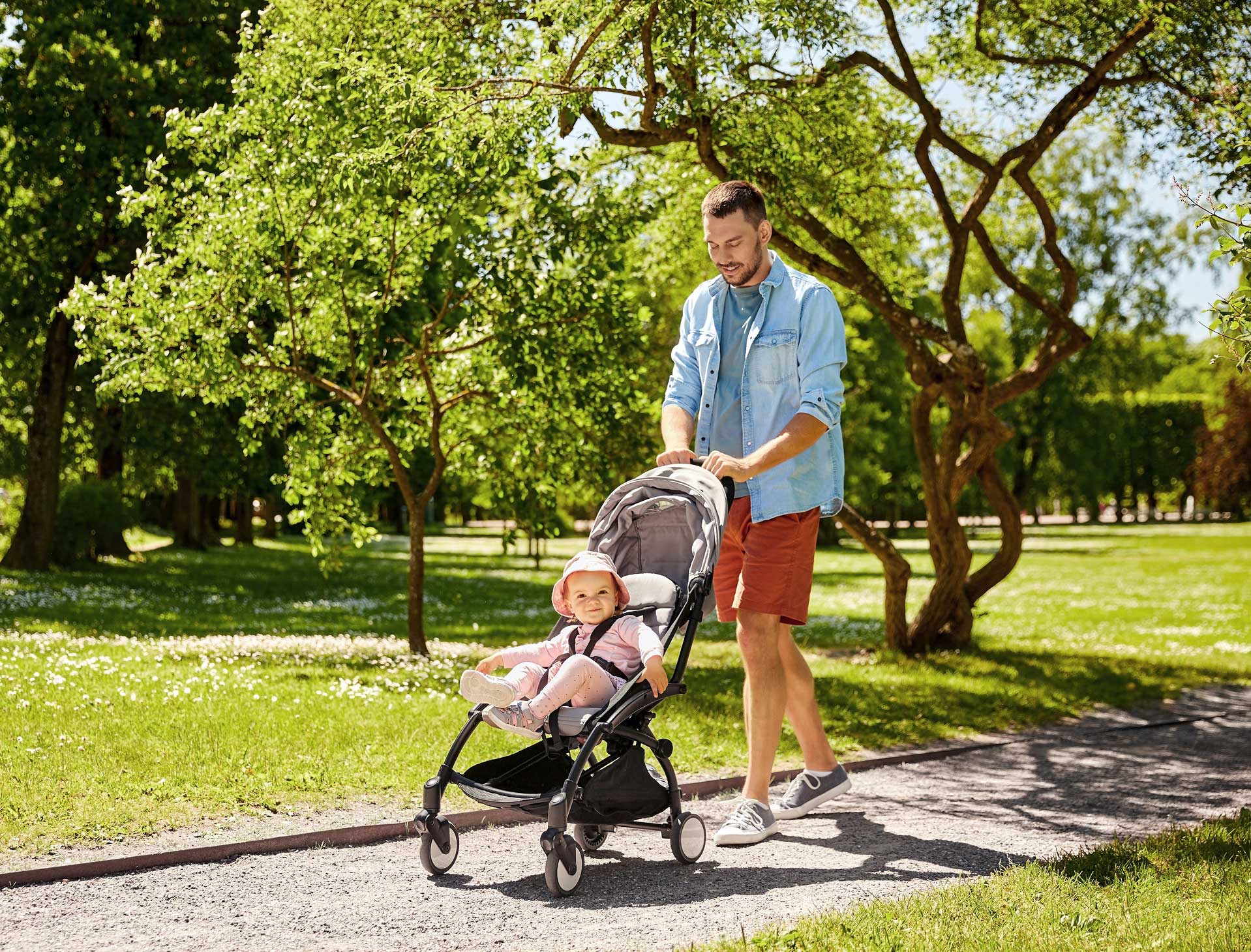 Dad and pushchair
